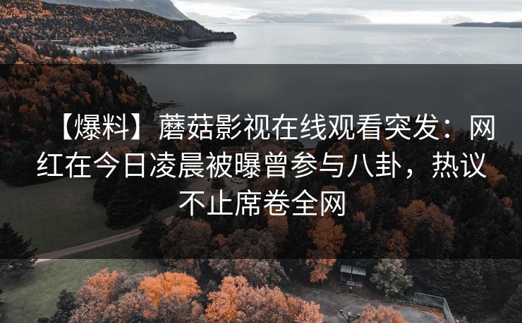 【爆料】蘑菇影视在线观看突发：网红在今日凌晨被曝曾参与八卦，热议不止席卷全网